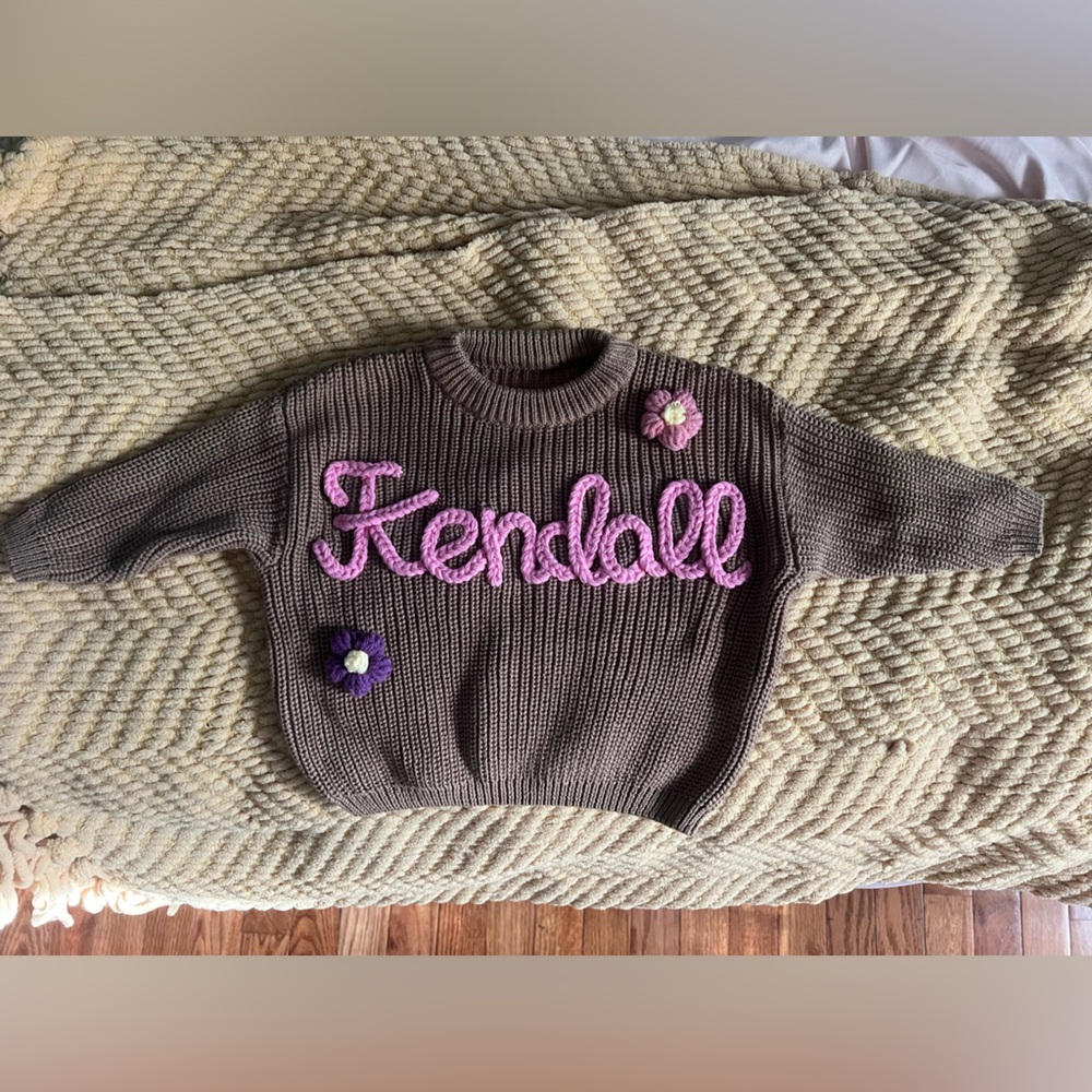 Custom embroidered baby sweater 3-6 months name-Kendall NWOT